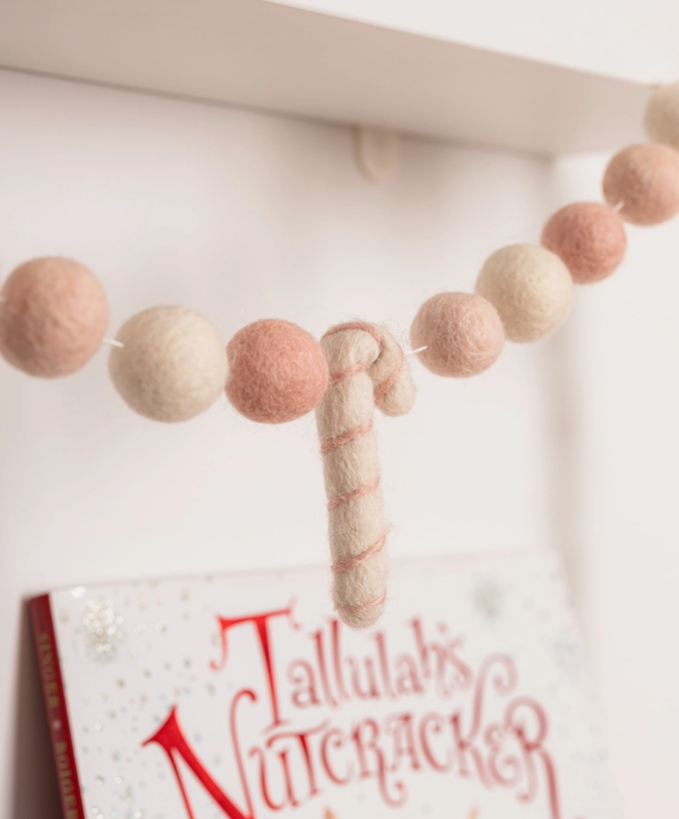 Pink Gingerbread Candy Cane Garland