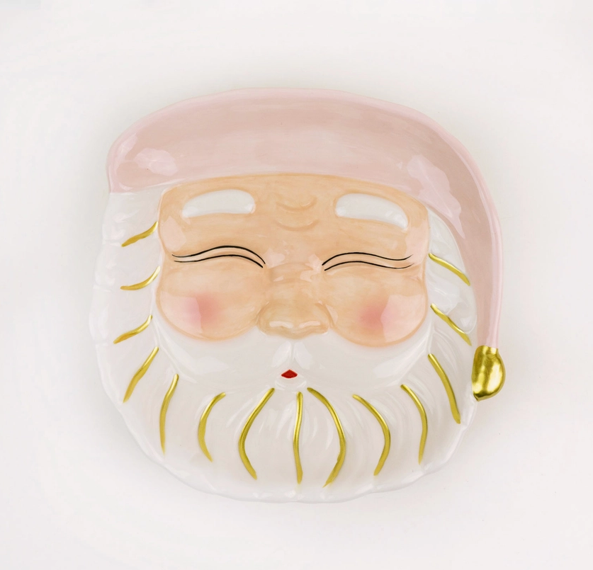 Pink Santa Dessert Plate