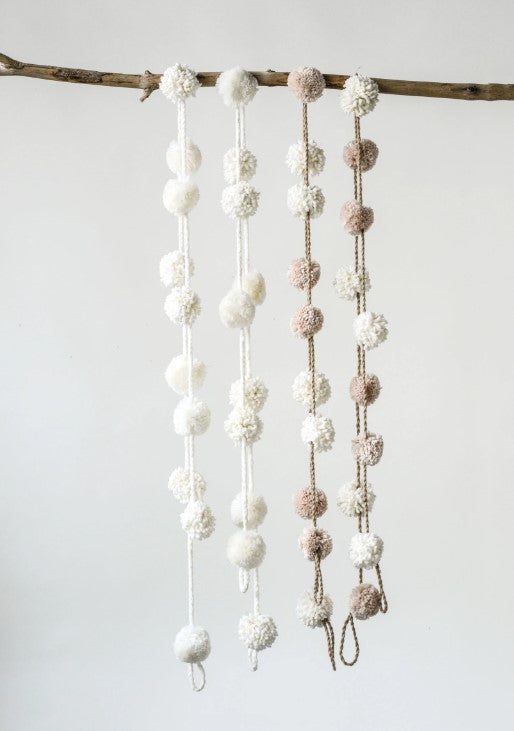 Pom Pom Garland - White