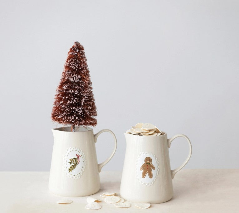 Gingerbread & Mistletoe Stoneware Pitcher