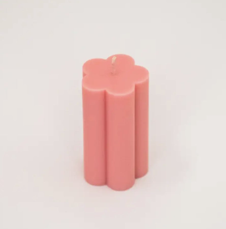 Pink Daisy Pillar Candle